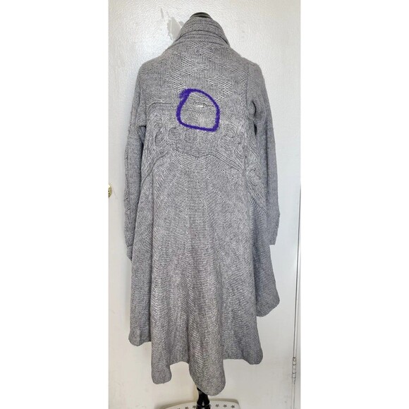 Kenar Womens Sz Medium Cardigan Sweater Open Front Gray High Low Alpaca Cozy - Picture 11 of 14
